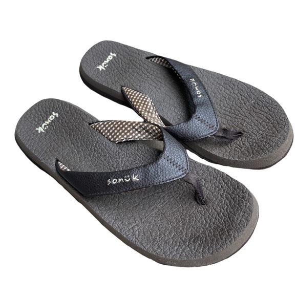 Sanuk Yoga Mat Flip Flop Sandal Women 8 8.5 Beach Summer Comfort Vacation Brown - Picture 2 of 4